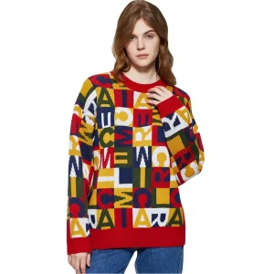 Custom LOGO OEM & ODM Women’s Sweater Long Sleeve Jacquard Knitwear Crew Neck Women Jumper Fashion Knitted Sweater Women