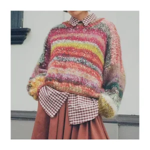 Custom Label Winter Knitwear Fashion Solid Color Crewneck Loose Pullover Women Sweater