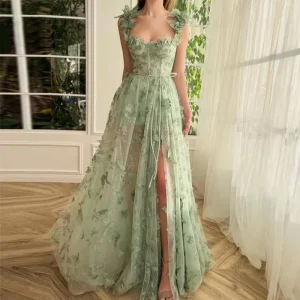 Custom Ladies Evening Party Dress Wedding Dresses Long Elegant Lace Butterfly Decal Beach Dress for Women