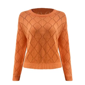 Custom Ladies Sweater Long Sleeve Knitwear Crew Neck Women Clothes Girl Knitted Pullover Wool Sweater