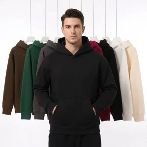 Custom Logo 500GSM Heavyweight Fleece Lined Pullover Hoodie 65% Cotton Drop Shoulder Oversized Hooded Sweatshirt Men Women