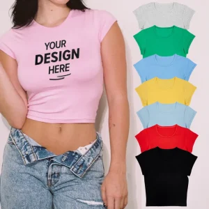 Custom Logo Baby Tee Y2k Sexy Cropped Ladies Ropa De Mujer Cotton Slim Fitted Tee Tshirt Crop Top t Shirt for Women Ladies