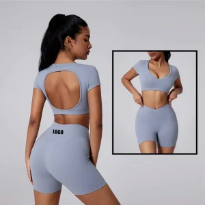 Custom Logo Backless Skin Friendly Fitness Yoga Sets Lightweight Training Outfits Women Breathable Sports Suits