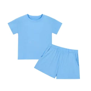 Custom Logo Bamboo Breathable Short Sleeve Round Neck 2 Piece Pajamas Set Women’s Home Wear Women Loungewear Set