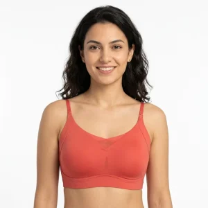 Custom Logo Invisible Seamless Bra Adjustable Thin Straps V Mesh Neck Wire Free Everyday Layering Lingerie Bulk Supply Europe