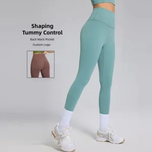 Custom Logo Legging Mujer Yoga Women Sustainable Gym Leggings No Front Seam High Waist Yoga Pants Tummy Control Fitness Leggings