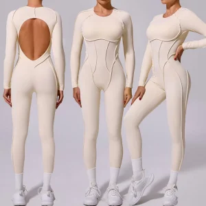 Custom Logo Lightweight Women’s Yoga Jumpsuit High Compression Soft Long Sleeve Jumpsuit Stretchy Sportswear Women Yoga Bodysuit