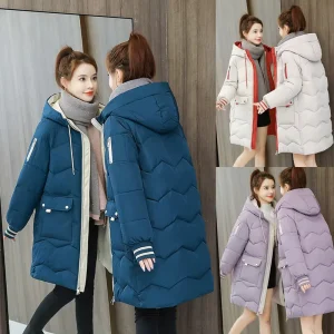 Custom Logo Long Winter Coat for Colder Women Jacket Down Cotton Padded Warm Thicken Ladies Coats Parka Womens Jacket