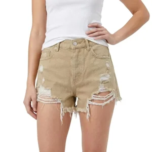Custom Logo OEM High Quality Vintage Distressed Ripped Jorts Manufacturer 100% Cotton Washed Denim Jeans Shorts Women