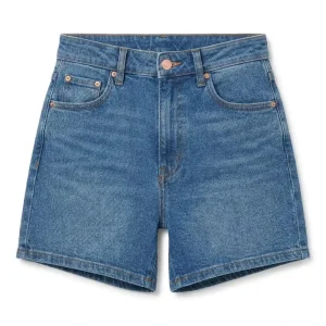 Custom Logo OEM Manufacturer Washed Jorts Classic 100% Cotton High Waist Denim Jeans Shorts Women