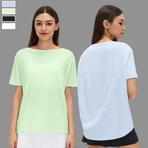Custom Logo Outdoor Female Running Wear Casual Loose Fit Workout Tops for Women Custom Gym Shirts