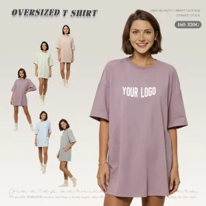 Custom Logo Oversized Blank T-shirt Dresses Women Purple Tee 100% Cotton Summer Casual Women T Shirts