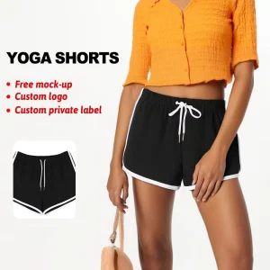 Custom Logo Polyester Cotton Women Shorts Mid waisted Hot Pants Hip Lifting Spandex Women Booty Biker Shorts