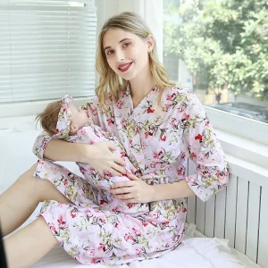 Custom Logo Pregnancy 3PCS SET Sleepwear Nightgown Woman Cotton Maternity Robe for Hospital Nightgown High Quality