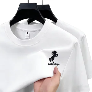 Custom Logo Print Heavyweight 100% Cotton Men’s Oversized T-shirt O-Neck Blank Unisex Loose Fit Short Sleeve Tee for Streetwear