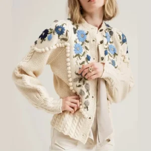 Custom Logo Winter Loose Tricot Knit Sweater Jacquard Women’s Hand Crochet Embroidered Knitwear Vintage Cardigan Knitted Sweater