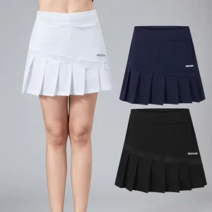 Custom Logo Women’s Active Skort Pleated Tennis Golf Skirt with Inner Shorts Pocket