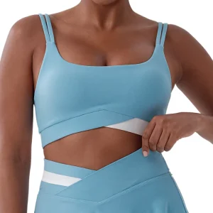 Custom Logo Women’s Lightweight Quick Dry Sports Bra Breathable Shockproof Padded Sports Underwear for Outdoor Fitness