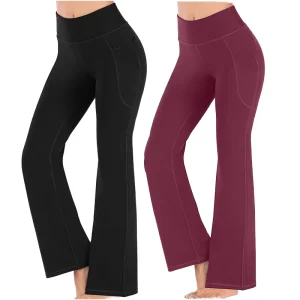 Custom Logo Women’s Loose Wide Leg Sports Fitness Pants Running Workout Tummy Control High Waist Yoga Leggings with Pockets