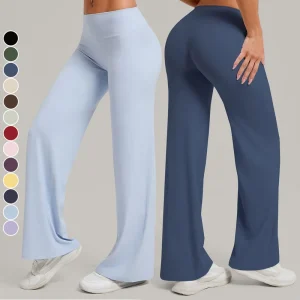 Custom Logo Women’s Pilates Straight Fitness Pants Tight Quick Drying Wide Leg Sports Pants Butt Lifting Yoga Flare Leggings