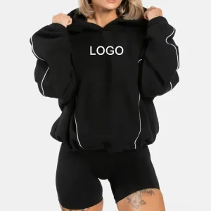 Custom Logo Women’s Spring Hoodie Heavyweight 100% Cotton Women’s Oversized Hoodies Comfort Fleece Contrast Hooded Sweater