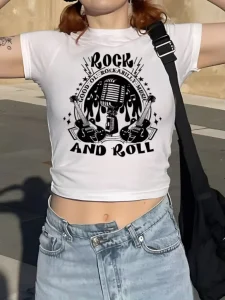 Custom Logo Women’s Y2K Crop Top Slim Fit Sexy Streetwear Baby Tee Solid Color Basic Summer Tshirts OEM/ODM Service