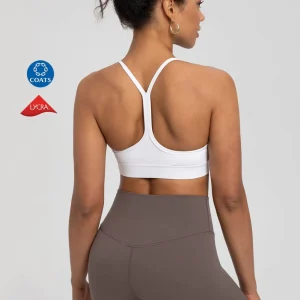 Custom Logo Y shape High Stretch Women’s Sports Bra with Chest Pad 81% Nylon 19% Spandex Soft Workout Outfit