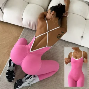 Custom Logo Yoga Jumpsuit Sportswear for Women Gym Yoga Running One Piece Fitness Outfit