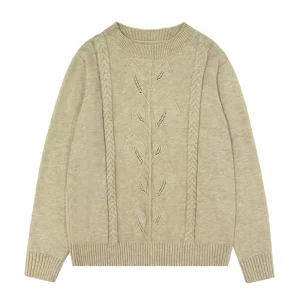 Custom Long Sleeve Casual Solid Wool Pullover Knitwear Loose Crew Neck Long Sleeve Wool Women’s Knitted Sweater