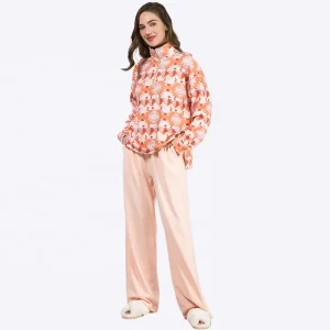 Custom Loungewear Women’s Sleepwear Pajamas Set Lounge Wear Aztec Half Zip Padded Pullover Sweatshirt Long Pants Loungewear