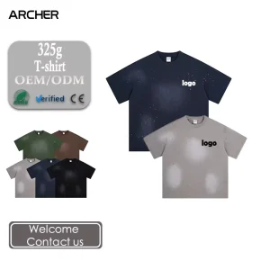 Custom Made Heavy Cotton Wash Ink Splash Vintage Loose T Shirt Fashion Tops For Men Women