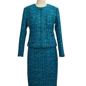 Custom Made Women’s Business Designer Style Skirt Suit Double Breasted with Woolen Fabric