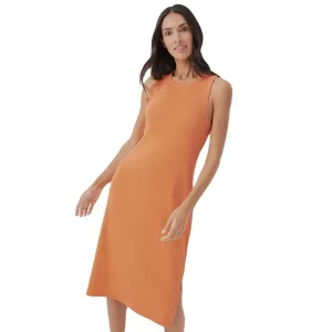Custom Made Women’s Crewneck Sleeveless Bamboo Tank Bodycon Ribbed Knit Side Sit Knee Length Pencil Viscose Midi Summer Casual