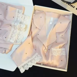 Custom Modal Cotton Pajamas Two Pieces Women’s Pajamas Set Loose Women’s Home Wear Bamboo Satin Loungewear