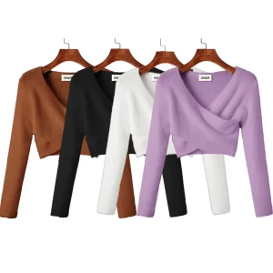 Custom OEM & ODM Women Sweater Long Sleeve Knitwear Women Clothes Fluffy Knitted Sweater for Women Clothes