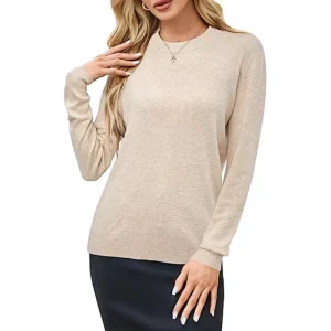 Custom OEM ODM Women’s Sweater Cotton Knitted Sweater Pullover Sweater Manufacturer Round Neck Long Sleeve Knitted Sweater
