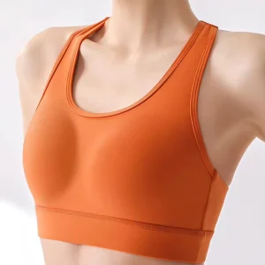 Custom One Piece Fixed Cup OEM Breathable Racerback Sports Bra Women’s Shake Proof Push Up Yoga Vest High Intensity Fitness Bra