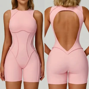 Custom One Piece Workout Romper Backless Bodysuit Gym Fitness Set Women’s Running Yoga Jumpsuits