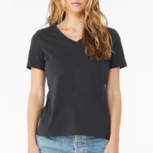 Custom Organic Cotton Blank T shirt Anti pilling Women’s T Shirt Hot Basic Woman V neck Tshirt