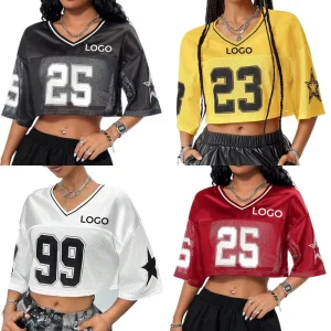 Custom Oversized S 3XL Boxy Jersey For Women Sublimated Summer Breathable Crop Mesh Stylish American Football Tshirt