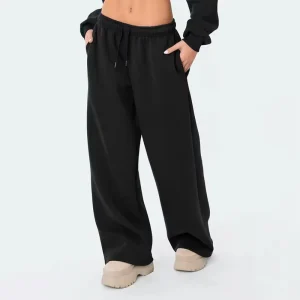 Custom Pattern Ladies Drawstring Wide Leg Pants Soft Fabric Loose Straight Leg Jogger Pants Outdoor Sports Womens Bottoms