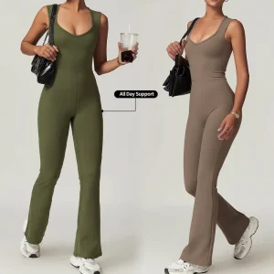Custom Playsuits Loose Leg Tummy Control Sleeveless Top Rompers Sports Workout Women’s Yoga Bodysuit