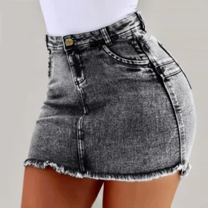 Custom Plus Size New Style Women’s High Waist Jeans Short Skirt Ladies Skinny Cowboy Half-length Skirt