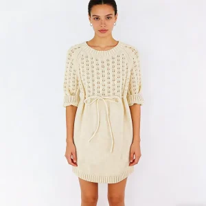 Custom Plus Size Pointelle Women’s Summer Dresses Knitted Dresses Women Casual Beige Lady Elegant Party Dresses for Women