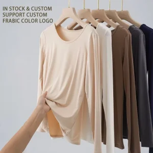 Custom Plus Size Women’s Casual Logo Modal Undershirt Eco Friendly Breathable Long Sleeve T shirt