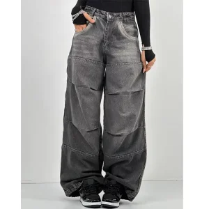 Custom Plus Size Women’s Denim Jeans Pants Parachute Baggy Jeans for Women Streetwear Sweatpants
