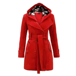 Custom Plus Size Women’s Slim Hooded Winter Warm Wool Coat Long Woven Faux Mink Jacket