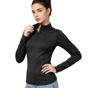 Custom Premium Ladies Equestrian Long Sleeve Shirt 4 way Quick dry Elastic Fabric Breathable Sport Riding Top