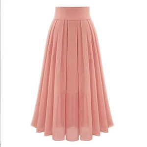 Custom Printed Logo High Quality Summer Casual Blank High Waist Chiffon Pleated Midi Skirt for Women