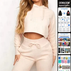Custom Screen Print Logo Crop Top Casual Women’s Pullover Hoodies & Sweatshirts High Quality Soft Fabric for Woman
